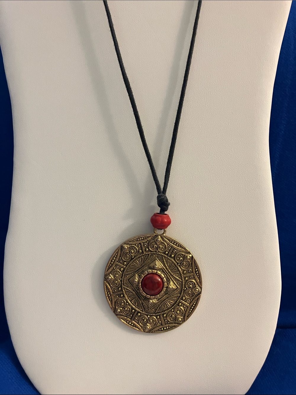 Kohl's Gold-Tone Medallion Necklace with Red Accents